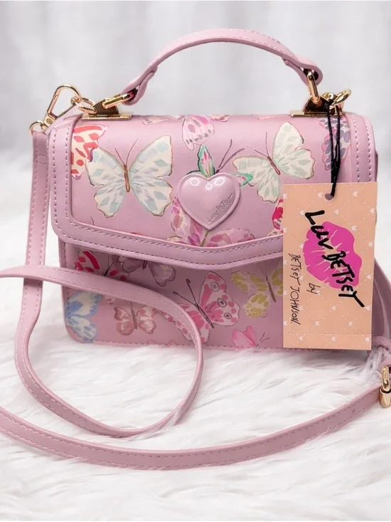 Betsey Johnson Pink Butterfly Crossbody Purse NWT Coquette Y2K Bag - Picture 1 of 6